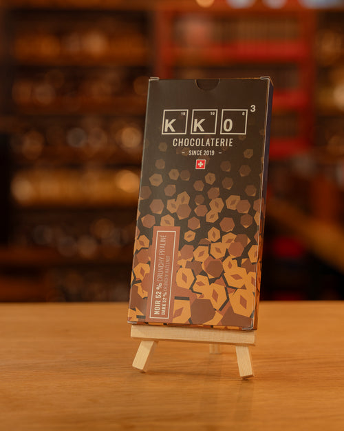 Tablette chocolat noir 52% crunchy praliné – Felcor