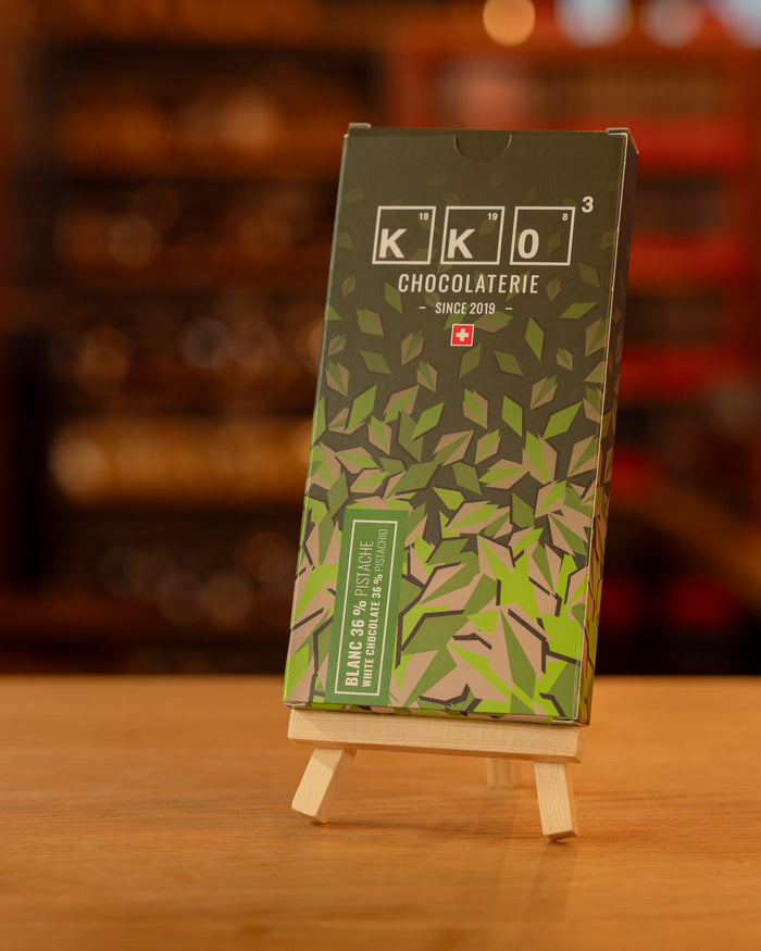 Tablette chocolat blanc 36% pistache – Edelweiss