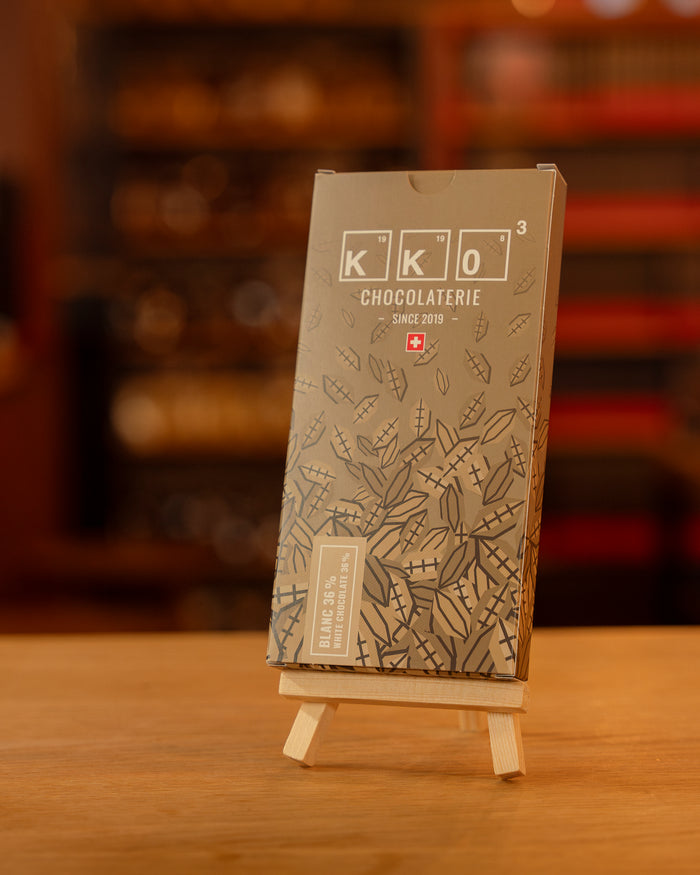 Tablette chocolat blanc Edelweiss 36 % — KKO³, Porrentruy